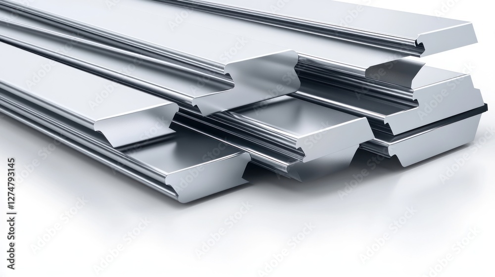 Stack of Shiny Metal Sheets Industrial Material Supply Stack of Shiny Metal Sheets Industrial Material Supply