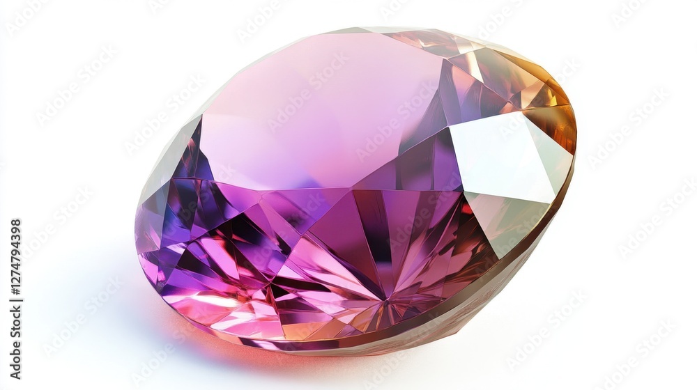 A stunning alexandrite gemstone showing color-changing reflections on white A stunning alexandrite gemstone showing color-changing reflections on white