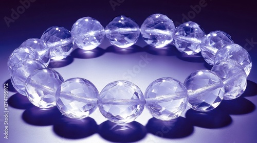Wallpaper Mural Bold rock crystal bracelet with large translucent beads, glowing on a deep purple background Torontodigital.ca