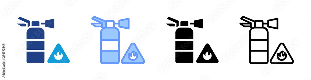 Fire Extinguisher icon set multiple style collection Fire Extinguisher icon set multiple style collection