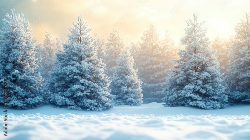 Snow-covered pine forest with glowing AR ambient temperature display, serene cold atmosphere, soft light, photorealistic Snow-covered pine forest with glowing AR ambient temperature display, serene cold atmosphere, soft light, photorealistic