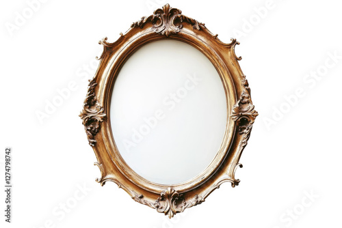 An ornate vintage frame waiting to hold cherished memories on a minimalist wall isolated on transparent background photo