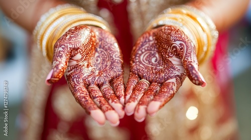 Hands adorned with henna at a wedding ceremony