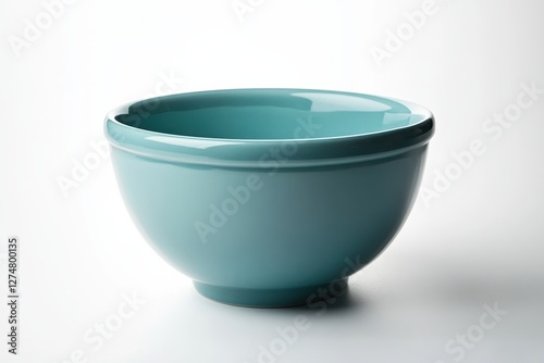 A sleek turquoise bowl resting gracefully on a minimalist surface in soft, natural light isolated on transparent background