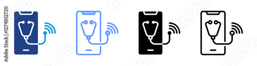 Remote Patient Monitoring icon set multiple style collection
