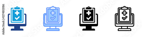 Telecare System icon set multiple style collection