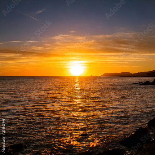 Coastal Sunset Warm Hues