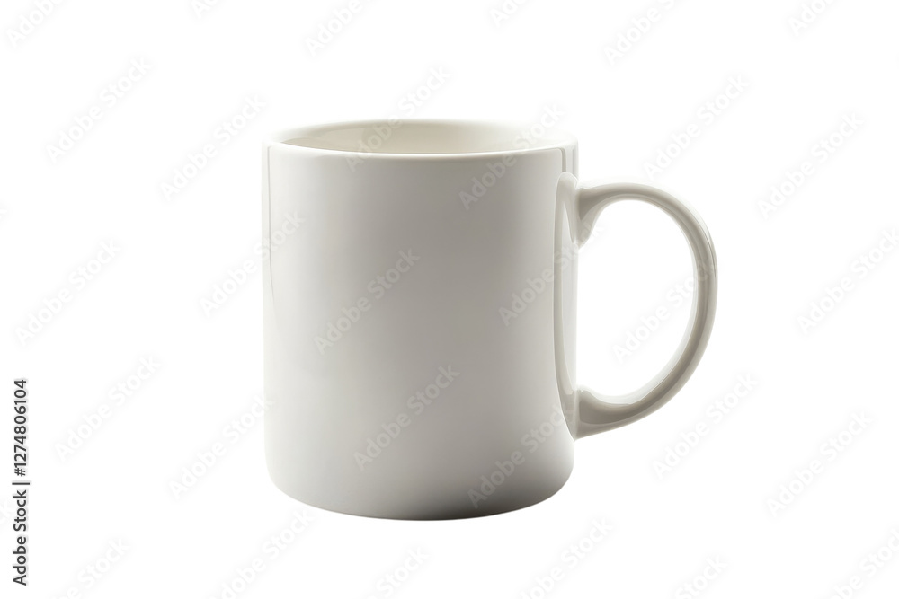A blank ceramic mug resting on a minimalist surface, ready for creativity or a warm beverage moment isolated on transparent background A blank ceramic mug resting on a minimalist surface, ready for creativity or a warm beverage moment isolated on transparent background