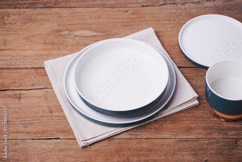 white plate on wooden table