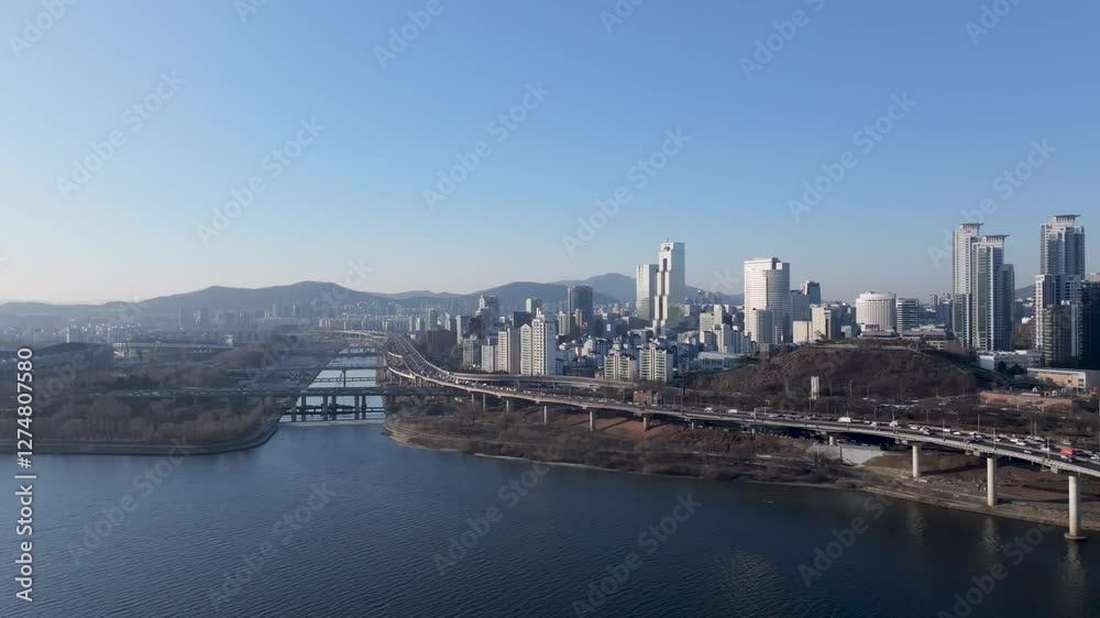 Aerial view Hangang River Cheongdam Bridge
Aerial view Hangang River Cheongdam Bridge