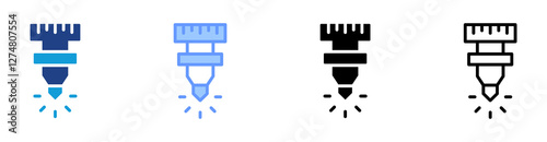 Laser Nozzle icon set multiple style collection