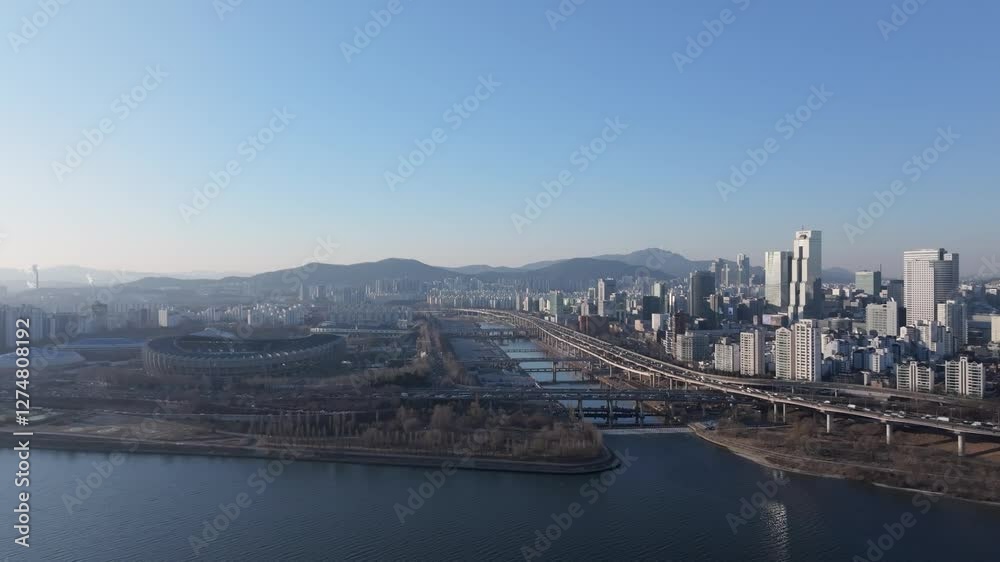 Aerial view Hangang River Cheongdam Bridge
Aerial view Hangang River Cheongdam Bridge