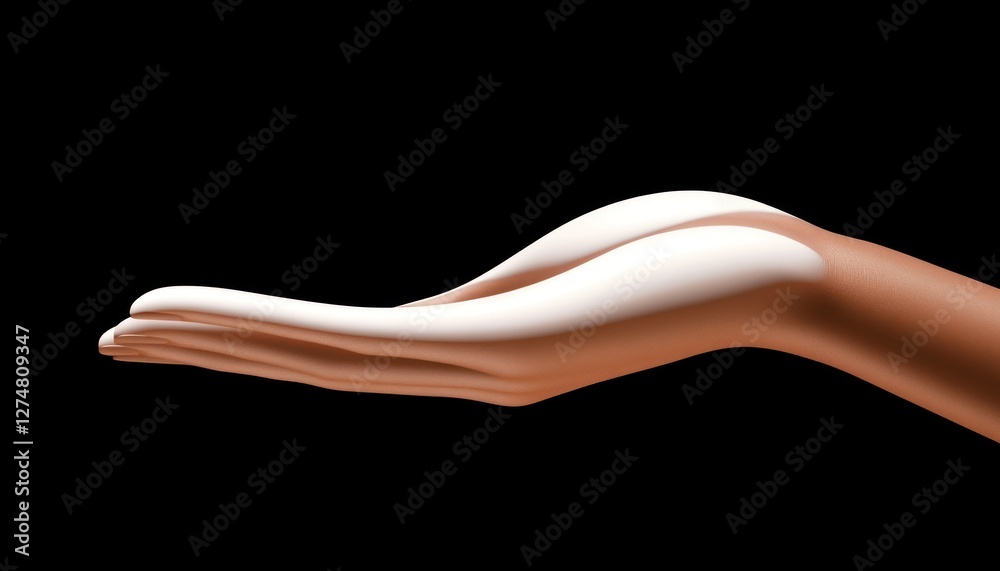 Open Hand with Cream Product Mockup on Black Background Open Hand with Cream Product Mockup on Black Background