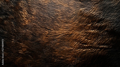 Wallpaper Mural Close-up view of dark brown animal fur. The texture is rich and detailed, showcasing the natural fibers. Dark Brown Fur Texture: Close-Up Photography of Animal Hide Torontodigital.ca