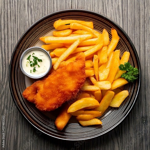 Obraz na płótnie British style fish and chips w salonie