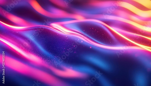 Wallpaper Mural Fluid motion in 3D rendering, glowing neon trails, dynamic abstract shapes, vibrant lighting, digital art Torontodigital.ca
