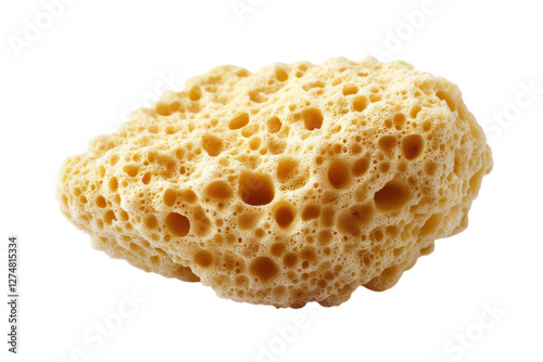 Natural sea sponge resting on a light background, capturing its unique porous texture and form isolated on transparent background