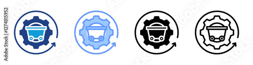 Quarrying Process icon set multiple style collection