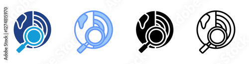 Geology icon set multiple style collection