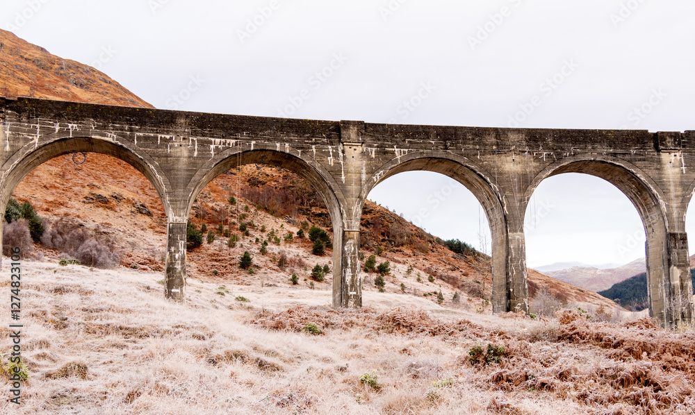 A Huge Railway Viaduct Within The Scottish Highlands Where Steam Or Modern Trains Pass Over A Huge Railway Viaduct Within The Scottish Highlands Where Steam Or Modern Trains Pass Over