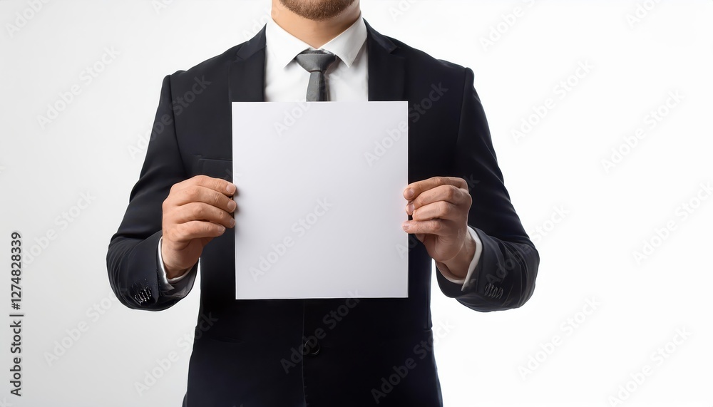 Professional Attitude Elegant Presentation Setup with Empty Paper Ready for Inspiration, Set Against a Clean, Minimalist White Backdrop Professional Attitude Elegant Presentation Setup with Empty Paper Ready for Inspiration, Set Against a Clean, Minimalist White Backdrop