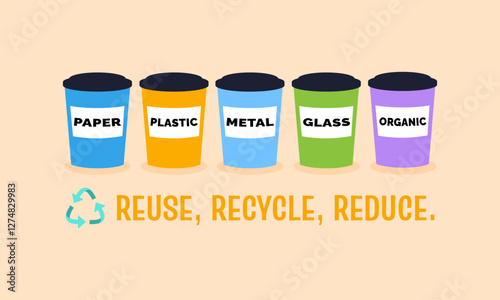 Recycling bins for waste separation and environmental conservation