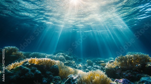 Underwater Coral Reef Sunlight Rays photo