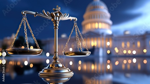 Justice Scales Us Capitol Building Night Image