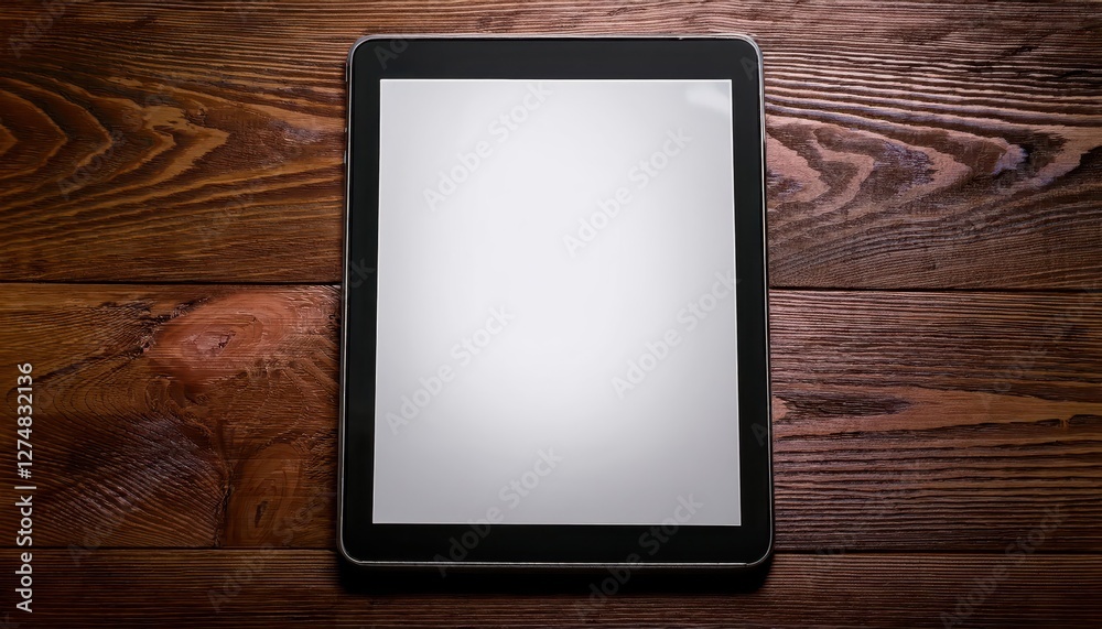 Sleek Tablet Displaying a Blank Canvas Against a Minimalistic Setting, Echoing Modern Innovation and Creative Potential in a Clean and Sophisticated Environment Sleek Tablet Displaying a Blank Canvas Against a Minimalistic Setting, Echoing Modern Innovation and Creative Potential in a Clean and Sophisticated Environment