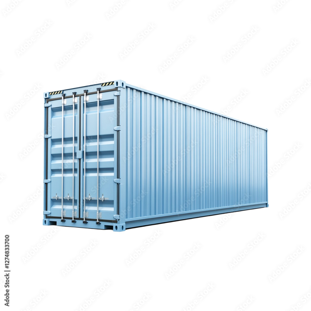 Light Blue Shipping Container Isolated on Black Background, Light Blue Shipping Container Isolated on Black Background,