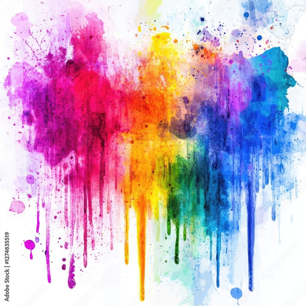 Fototapeta premium Vibrant Watercolor Paint Splash Collection Creative Abstract Background Set Professional Design Elements