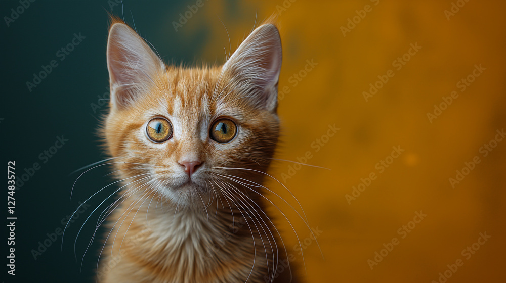 Fototapeta premium Ternura y serenidad: Gatito disfrutando de la luz del amanecer