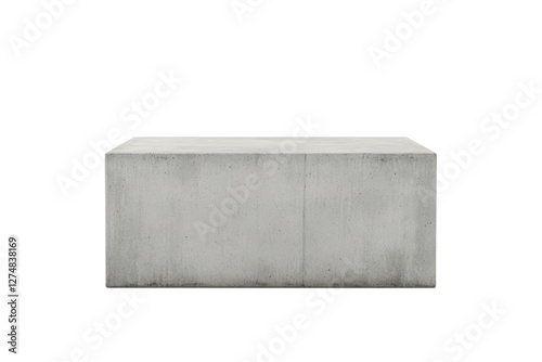 Grey concrete block sits on a white background, isolated