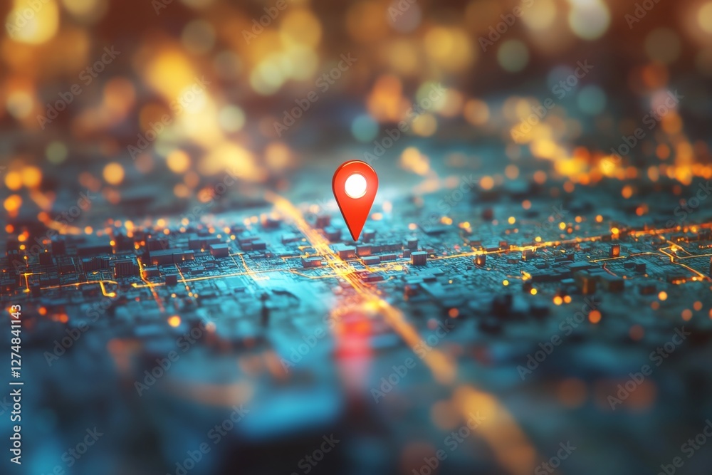 Cityscape map pin navigation night lights Cityscape map pin navigation night lights