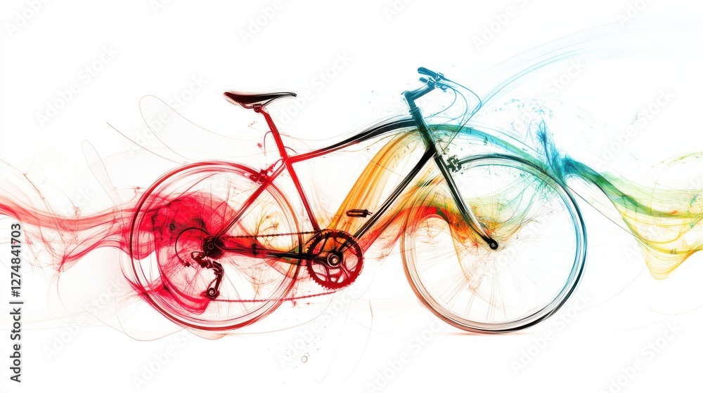 Fototapeta premium Colorful Abstract Bicycle Design with Flowing Lines and Motion
