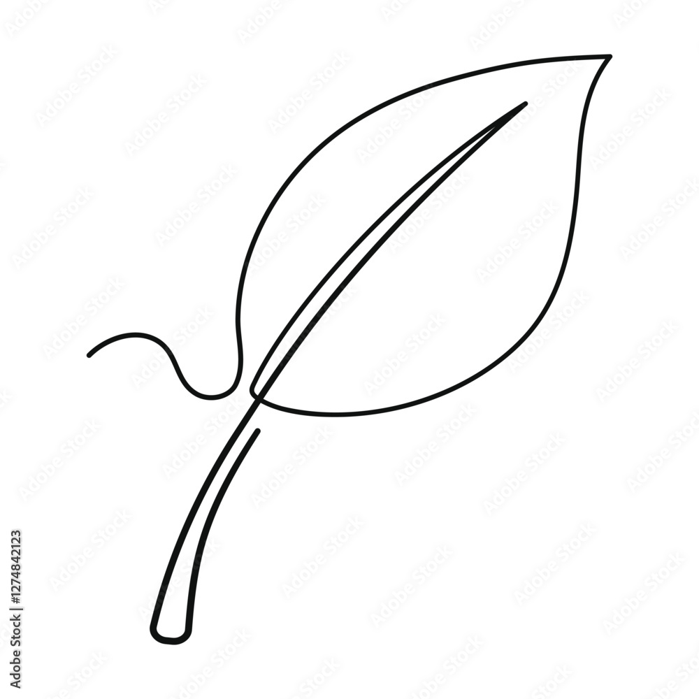 Leaf hand drawn line art one continuous.Vector illustration Leaf hand drawn line art one continuous.Vector illustration