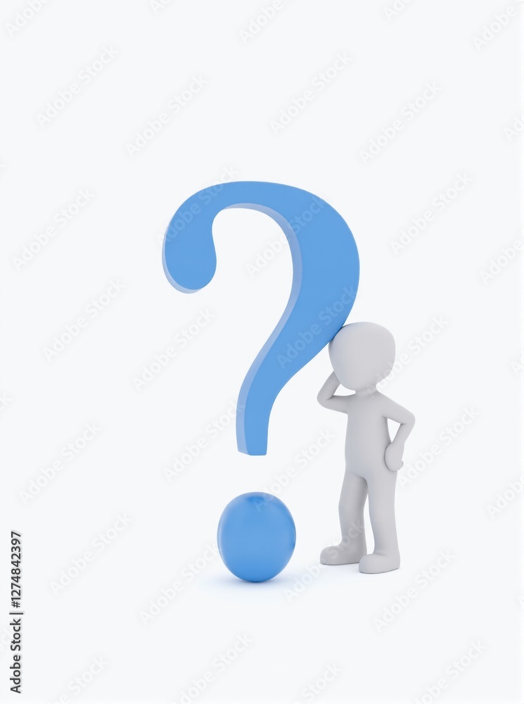 3D Render: Figure with Question Mark and Sphere 3D Render: Figure with Question Mark and Sphere