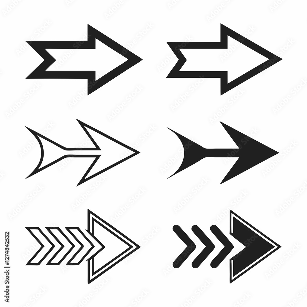 set of black arrows and directions and signals set of black arrows and directions and signals