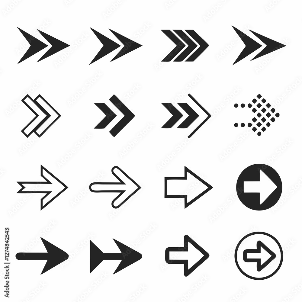set of black arrows and directions and signals set of black arrows and directions and signals