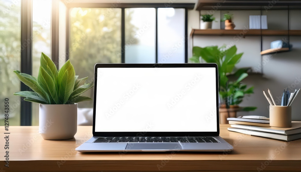 Organized Workspace A Serene Study Setup with Minimalist Aesthetics, Featuring a Wooden Desk, Laptop, Notebooks, and Greenery in a Cozy Office Environment, Perfect for Productivity and Focus. Organized Workspace A Serene Study Setup with Minimalist Aesthetics, Featuring a Wooden Desk, Laptop, Notebooks, and Greenery in a Cozy Office Environment, Perfect for Productivity and Focus.