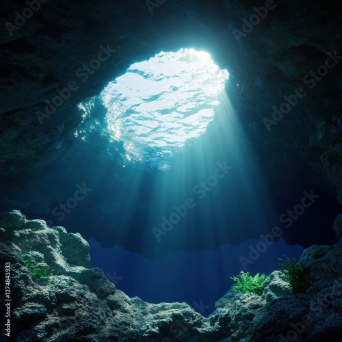Wallpaper Mural Light Rays Penetrate Crystal Clear Water Above Coral Reef Below Torontodigital.ca
