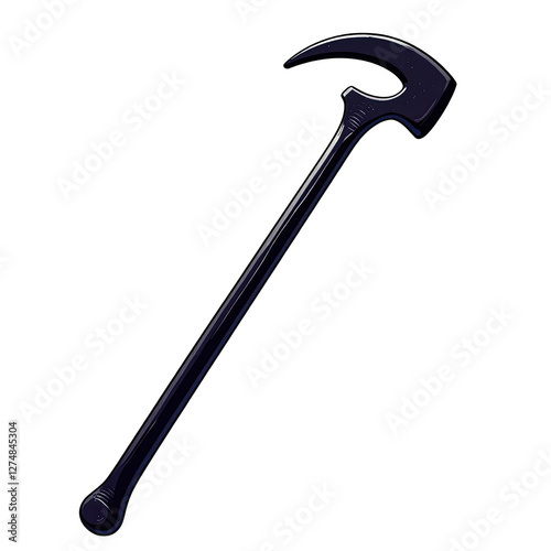 Dynamic Cartoon Tool Illustration: Sleek Black Hammer on Stormy Background. A black hammer on a  Transparent Background.  photo