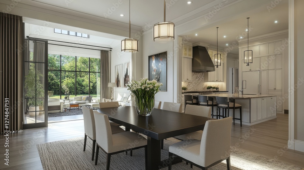 Fototapeta premium Modern Open Concept Dining Area in a Bright Contemporary Home