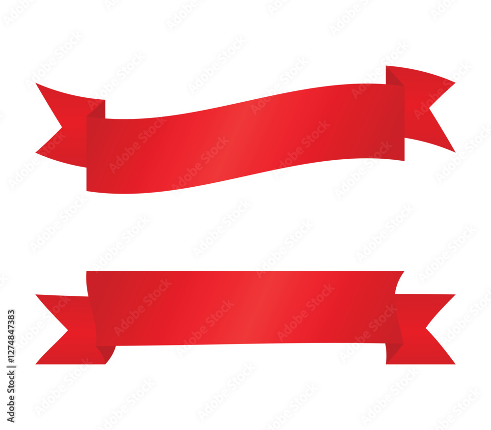 Red Ribbons banner collection. Ribbon set. Red Ribbons banner collection. Ribbon set.