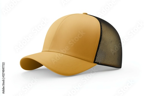 Yellow and black baseball cap with a mesh top photo