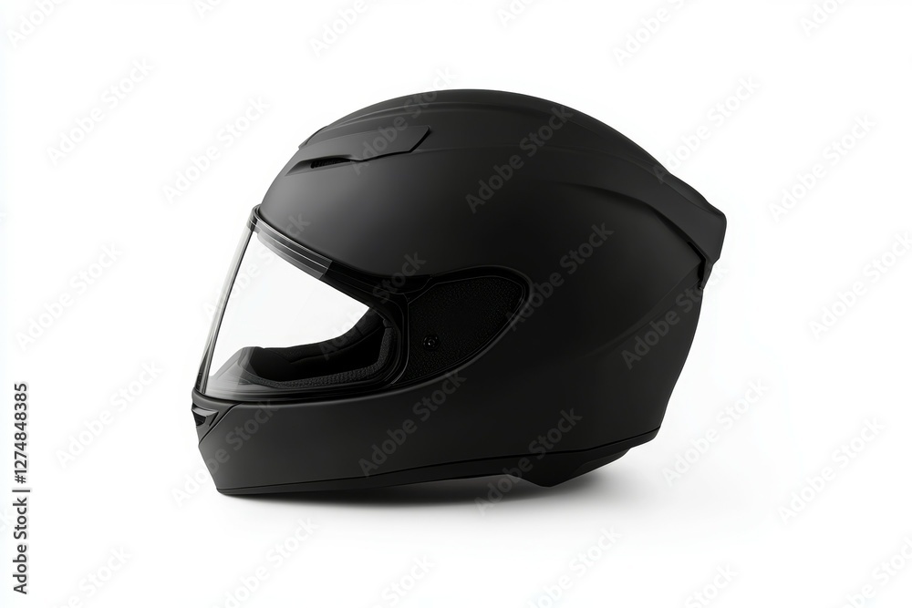 Black motorcycle helmet with a clear visor Black motorcycle helmet with a clear visor