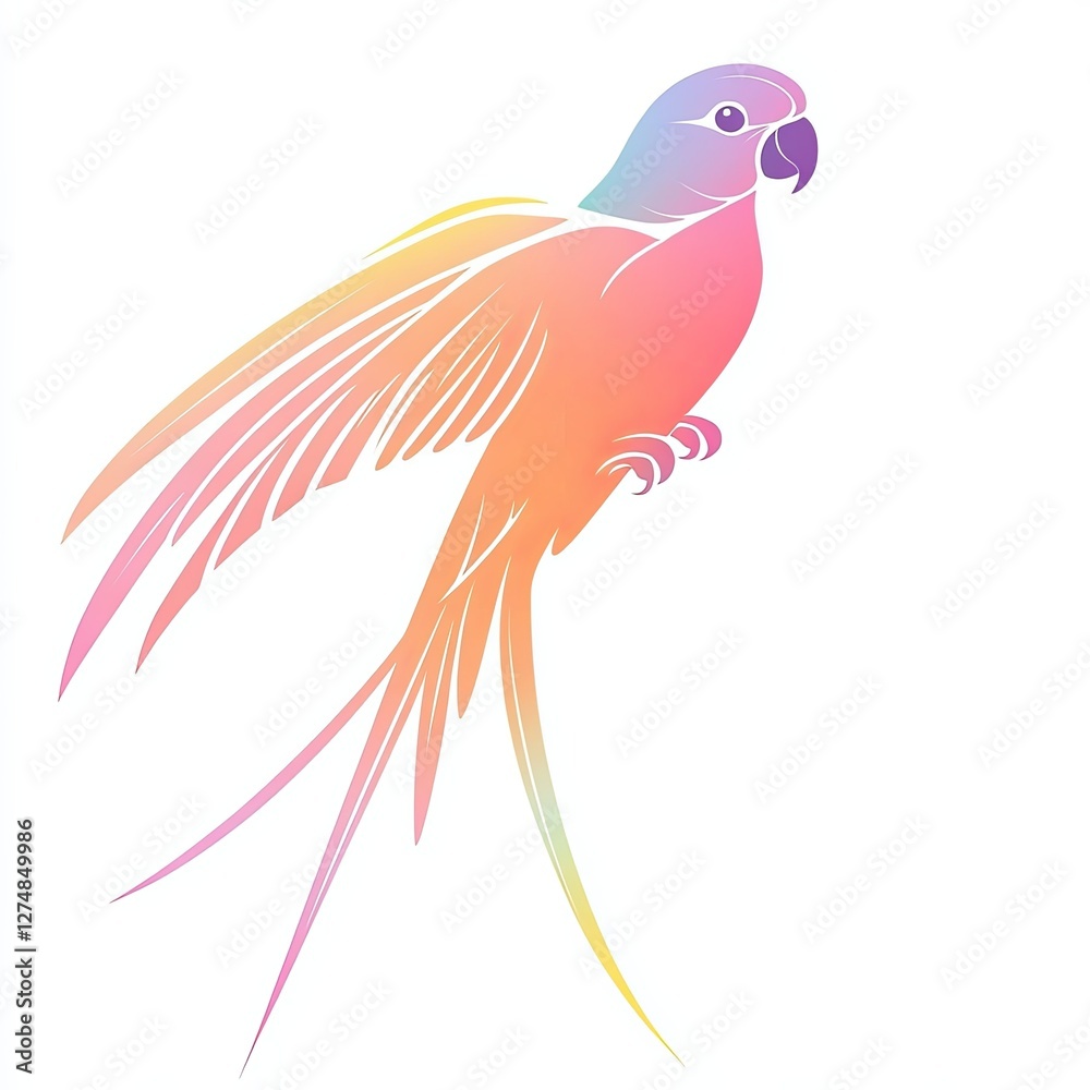 Obraz premium parrot, a simple line drawing, flat design style, pastel colors, white background