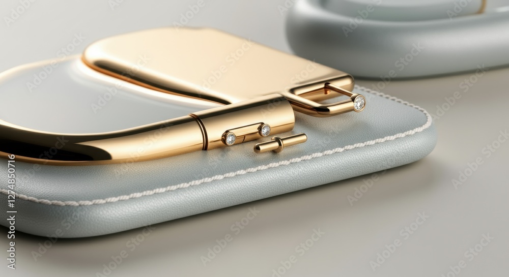 Luxurious gold and silver jewelry clasp with diamond accents on leather Luxurious gold and silver jewelry clasp with diamond accents on leather