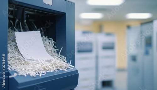 Office Shredder Destroying Documents in Server Room