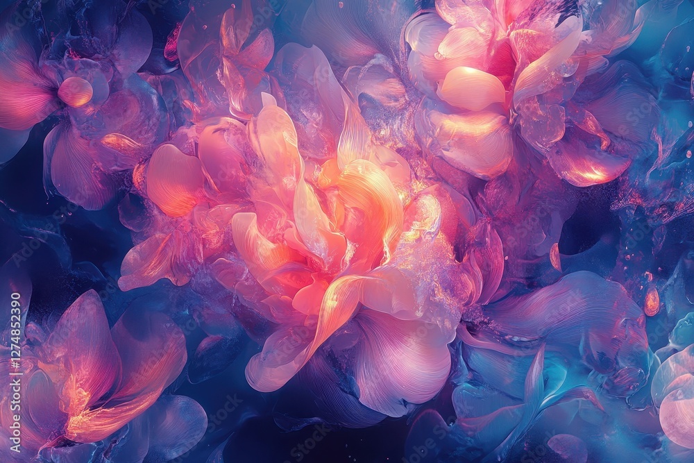 Obraz premium Abstract floral arrangement with vibrant colors and ethereal glow